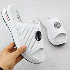 S.Barski Női nyílt munkás bőr papucs S. Barski LR51-661 fehér 1