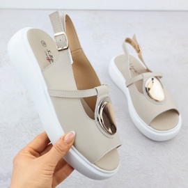 Női bőr szandál a platformon Béige S.Barski GR51-603 bézs 1