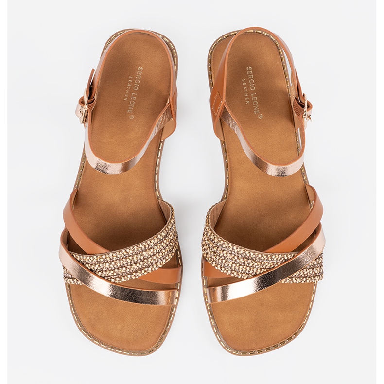 Barna női szandál egy lapos talp sergio leone 1