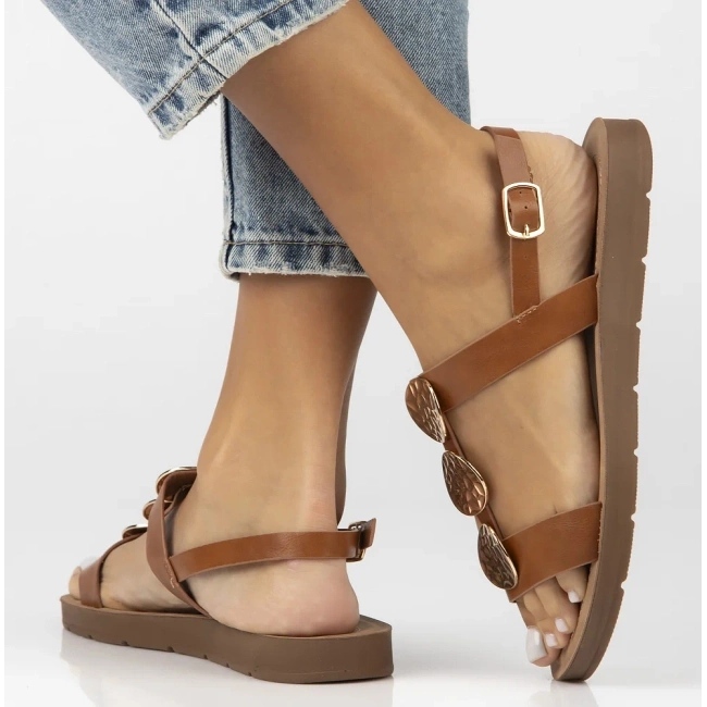 Filippo Női lapos bőr szandál OBACS DS6885/25 barna 2