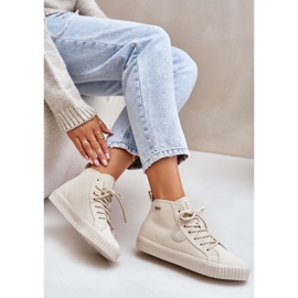 Szigetelt kordbársony női cipők Big Star OO274771 Hi-Polish Bézs-rendszer 2