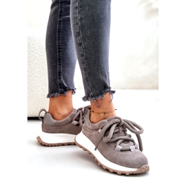 Női velúr tornacipő vastag fűzővel Artiker 54C1465 szürke 3