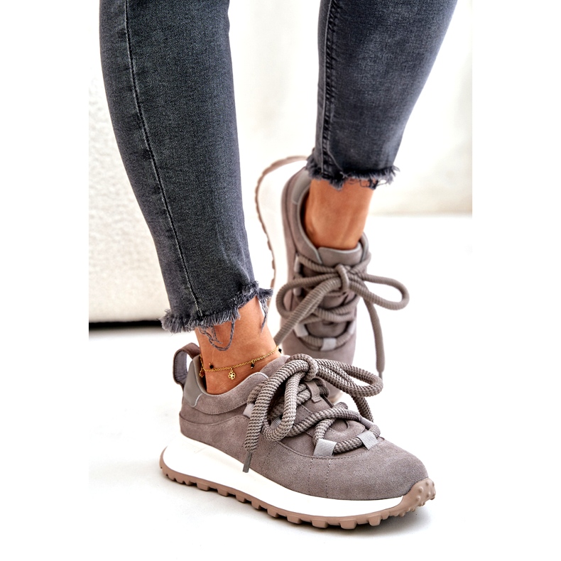 Női velúr tornacipő vastag fűzővel Artiker 54C1465 szürke 1
