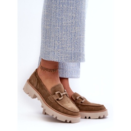 S.Barski Női velúr mokaszinok egy díszes TW117 olajbogyó zöld 1