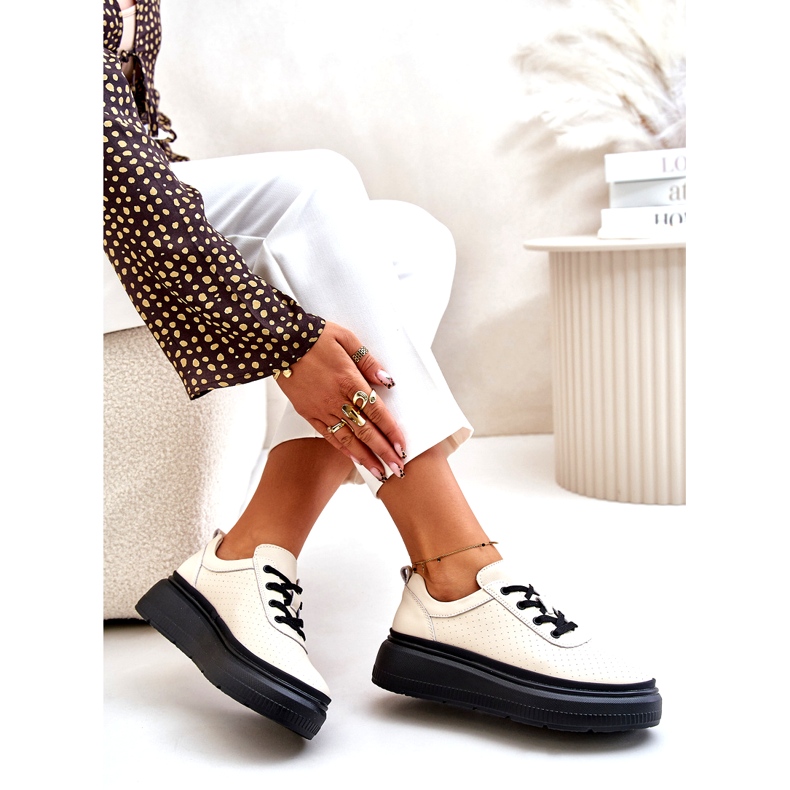 Vinceza Női sportcipő a platformon természetes bőr bézs 41470 Vinceeza 3