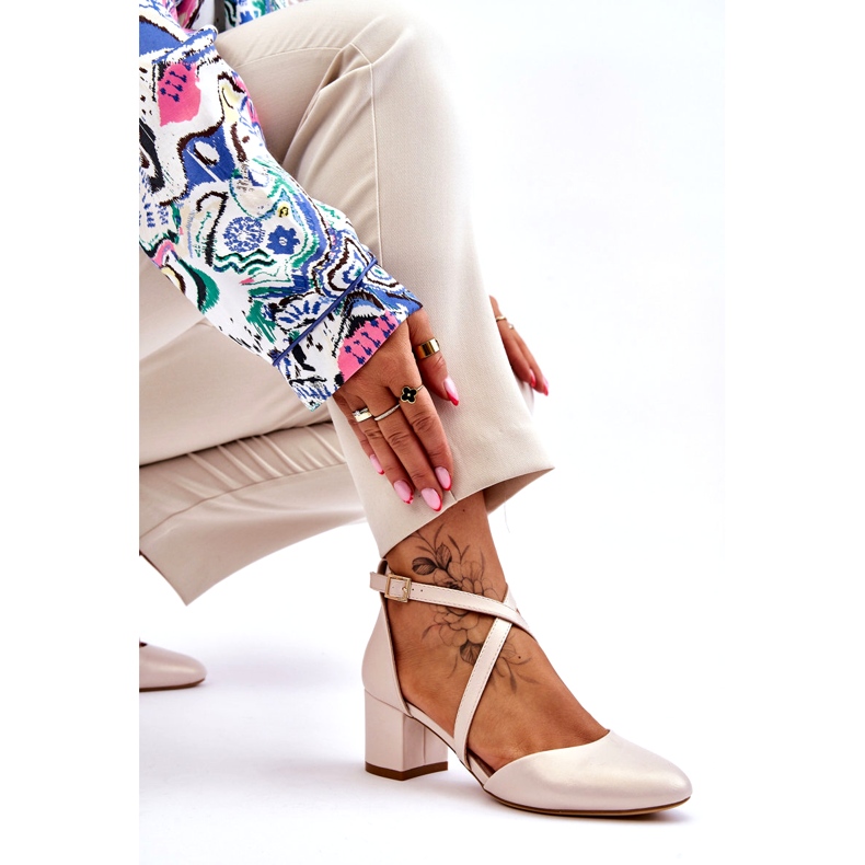 Sergio Leone magassarkú pumpák SK824 Pearl Beige bézs 4