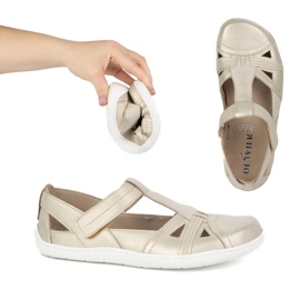 Női mezítláb cipő Ultralekkie Olivier 1285 Fél alakú tépőzáras aranysárga 1