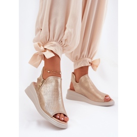 Jezzi Női Golden Wedge szandál aranysárga 2