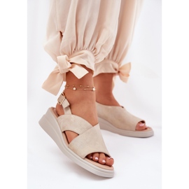 Jezzi Női szandál egy ékhez öko bőr arany bőrrel aranysárga 2