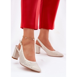 Nyílt szandál hegyes lábujjakkal a Sergio Leone SK163 Pearl Poston bézs 2