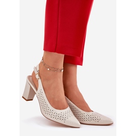 Nyílt szandál hegyes lábujjakkal a Sergio Leone SK163 Pearl Poston bézs 1