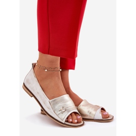 Bőr elegáns balerinák csupasz ujjakkal Zazoo 1865 Zloty törölt aranysárga 1