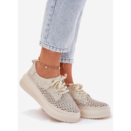 Női szabadmunka cipő az Artiker 56C2108 bézs-arany platformon 1