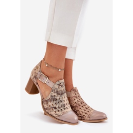 Női bőr nyitott maciejka csizma 04962-43 bézs-arany 1