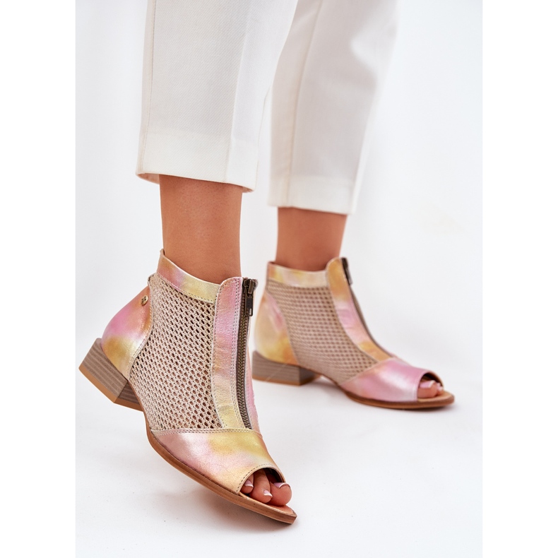 Lapos sarkú női bőrcsizma csupasz ujjakkal Maciejka 06413-15 rózsaszín-narancs 2