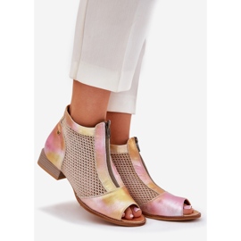 Lapos sarkú női bőrcsizma csupasz ujjakkal Maciejka 06413-15 rózsaszín-narancs 1