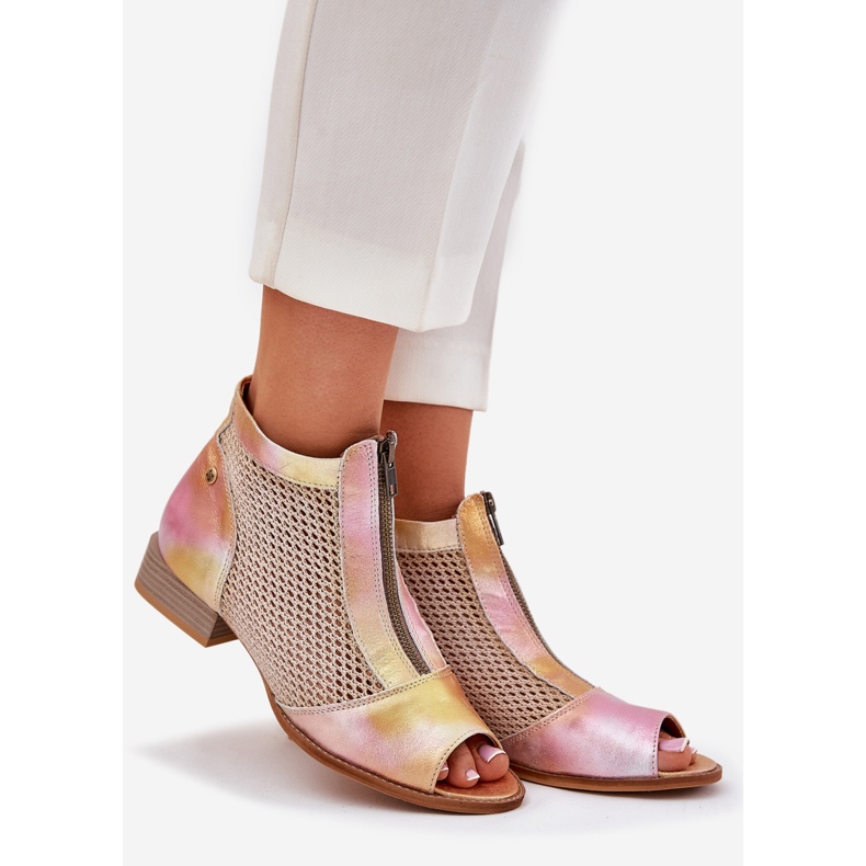 Lapos sarkú női bőrcsizma csupasz ujjakkal Maciejka 06413-15 rózsaszín-narancs 1