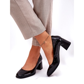 Bőr lakkozott női szivattyúk a Vinceza 91130 fekete oszlopon 3