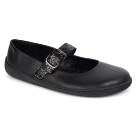 Mezítláb női balerinas Olivier 1770pol bőr cipő fekete csatkal 1