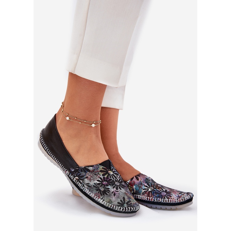 Bőr balerinák, mintázatú maciejka t1930-39 fekete 1