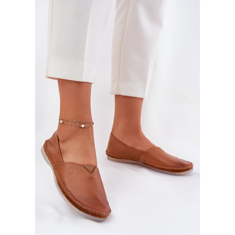 Bőr balerinák sima maciejka t1930-29 barna 2