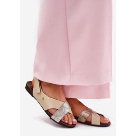 Bőrszandál tépőzáras Zazoo 40141 bézs-arany 1