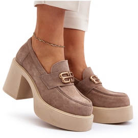 Zazoo 20170 velúr cipő vastag bézs poszton 5