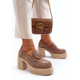 Zazoo 20170 velúr cipő vastag bézs poszton 4