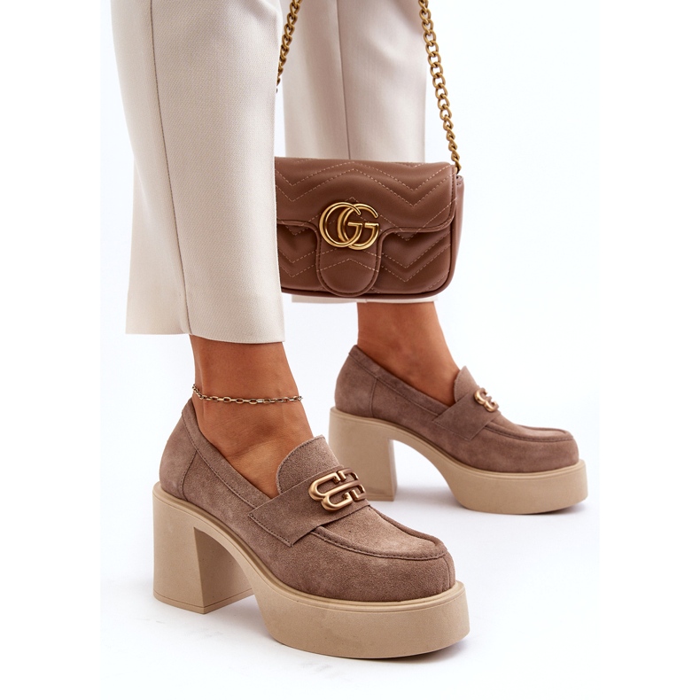 Zazoo 20170 velúr cipő vastag bézs poszton 4