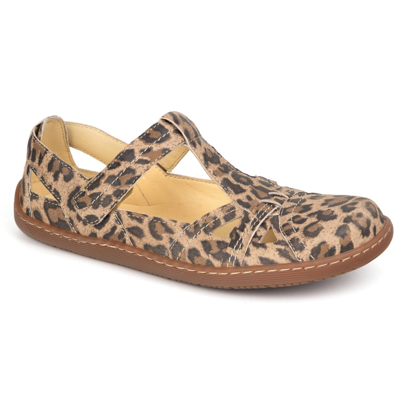 Mezítláb cipő Ultra -fényes Olivier 1285 Leopard Leopard nyomtatás bézs 1