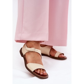 Zazoo 3014 bézs bőr női bőr szandál 2