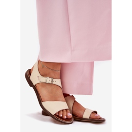 Zazoo 3014 bézs bőr női bőr szandál 1