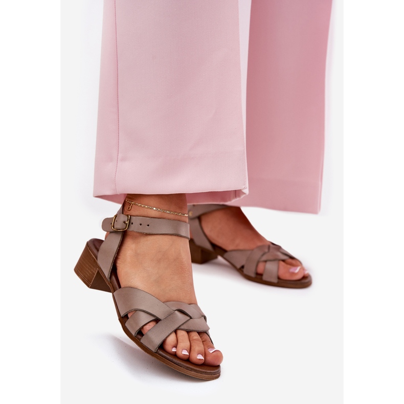 Bőrszandál finom Zazoo 40372 sötét -hordozó bézs 1