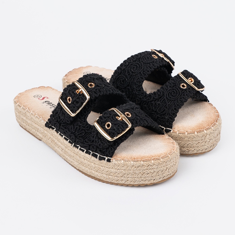 Seastar Fekete papucs a platformon csatokkal 1