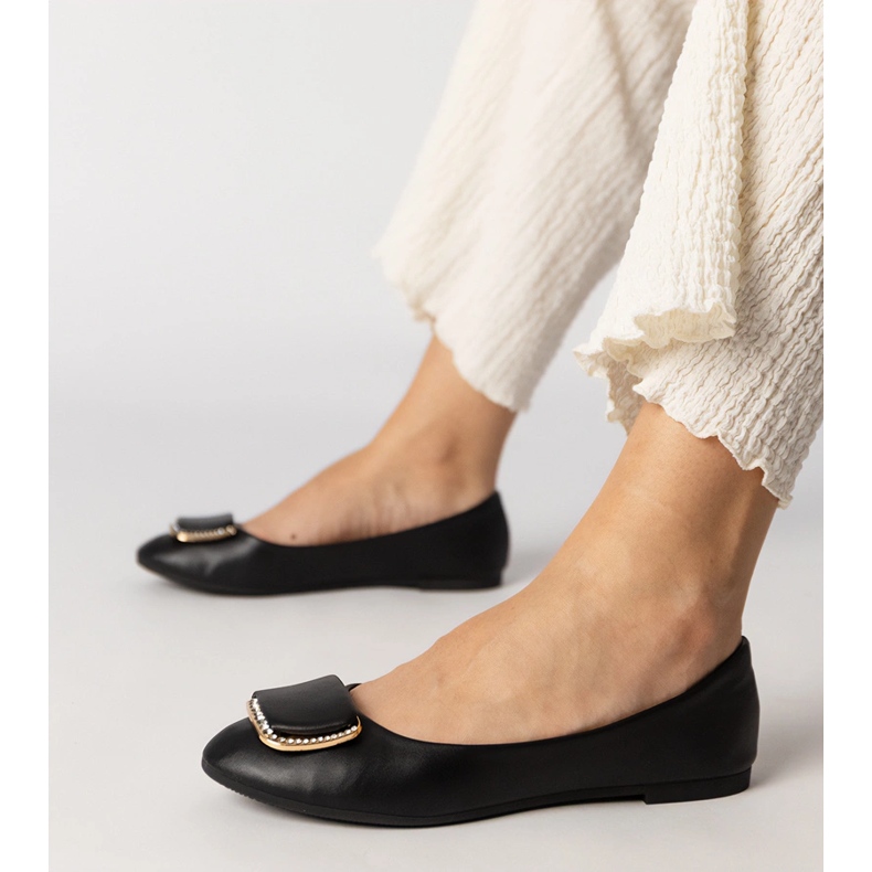 Fekete női balerinák cirkonokkal 2 Fekete női balerinák cirkonokkal 2