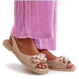 Női szandál díszítéssel S.Barski KV27-004 Bézs 4