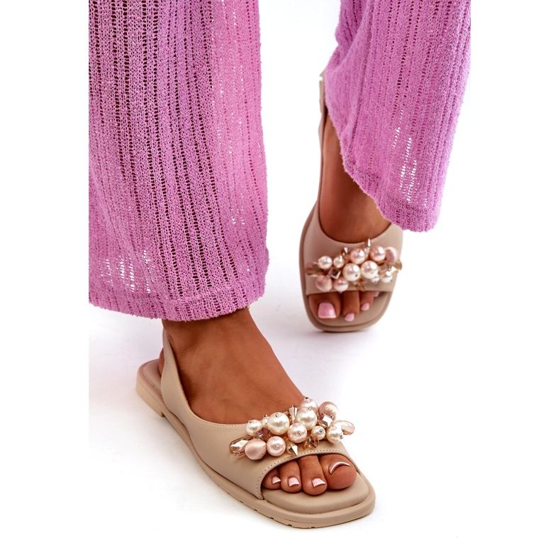 Női szandál díszítéssel S.Barski KV27-004 Bézs 2