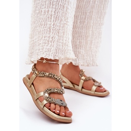 ARTIKER Női szandál dekorációval öko bőr tömlő Artker 56c1362 arany aranysárga 2