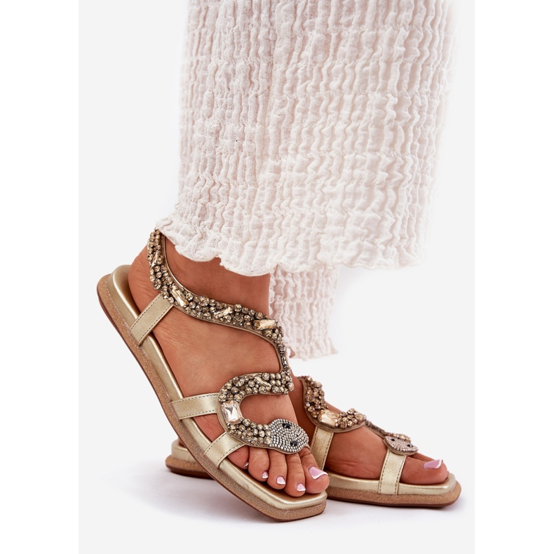 ARTIKER Női szandál dekorációval öko bőr tömlő Artker 56c1362 arany aranysárga 1