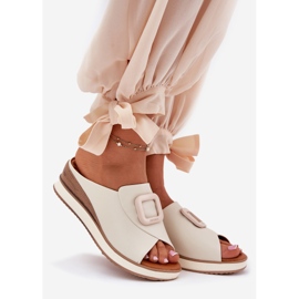 Női bőr papucs flops artiker 56c2145 könnyű bézs 1