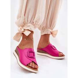 Női bőr papucs flops artiker 56c2147 fuchsia rózsaszín 2