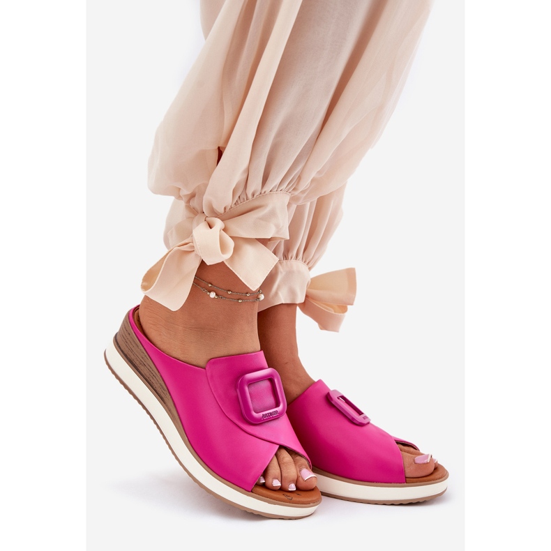Női bőr papucs flops artiker 56c2147 fuchsia rózsaszín 1