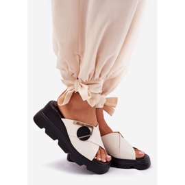 ARTIKER Elegáns bőr női ékek ősi dekorációval Artker 56C1585 bézs 1