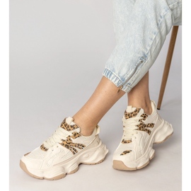 Bézs cipők női sport leopárd betéttel 2