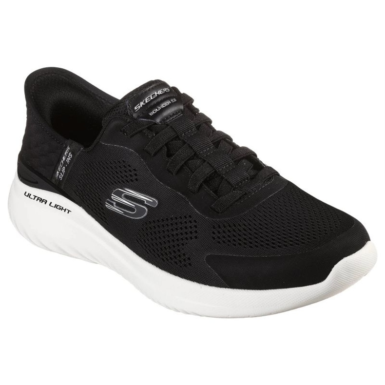 Skechers Slip-inss Bounder 2.0 cipő. Kialakult 232459-BKW fekete 1