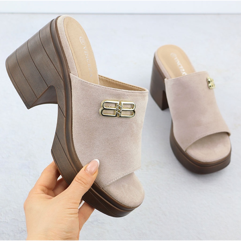 Vinceza Női papucs az oszlopon, Bézs Vinceeza 17400 1