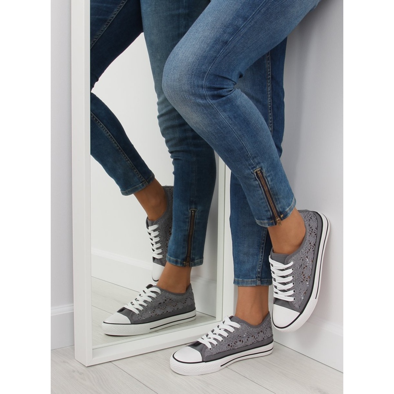 Szürke csipke női tornacipő NB89P szürke 2