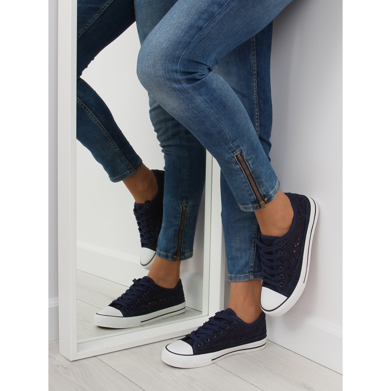 Sötétkék női csipke tornacipő NB89P Kék 2