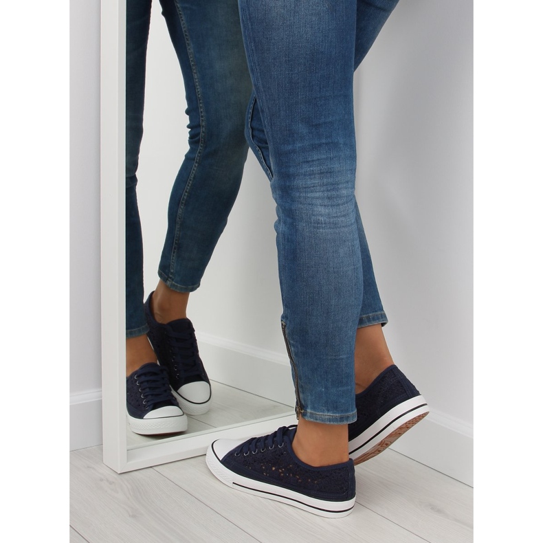 Sötétkék női csipke tornacipő NB89P Kék 1