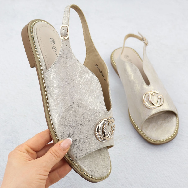 Potocki Női szandálok felépültek a 43329 -es arany díszjével aranysárga 1